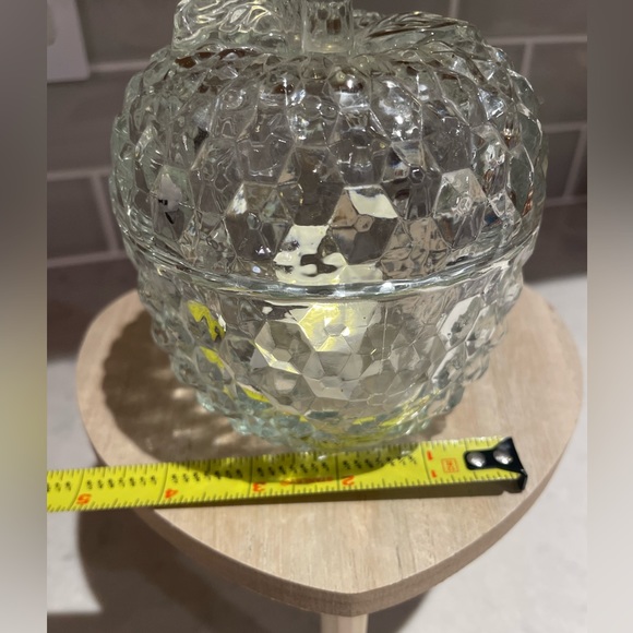 Fairy lamp glass apple covered dish Jeanette clear diamond cut bowl candy dish - Picture 6 of 7